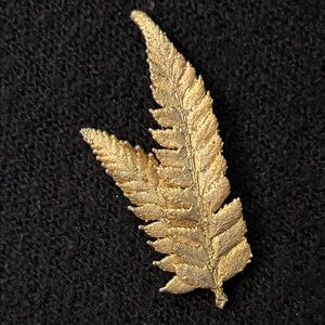Vintage Goldtone Double Leaf Fern Brooch Pin